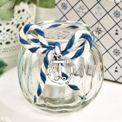 Nautical Glass Tea Light Holder Wedding Favours